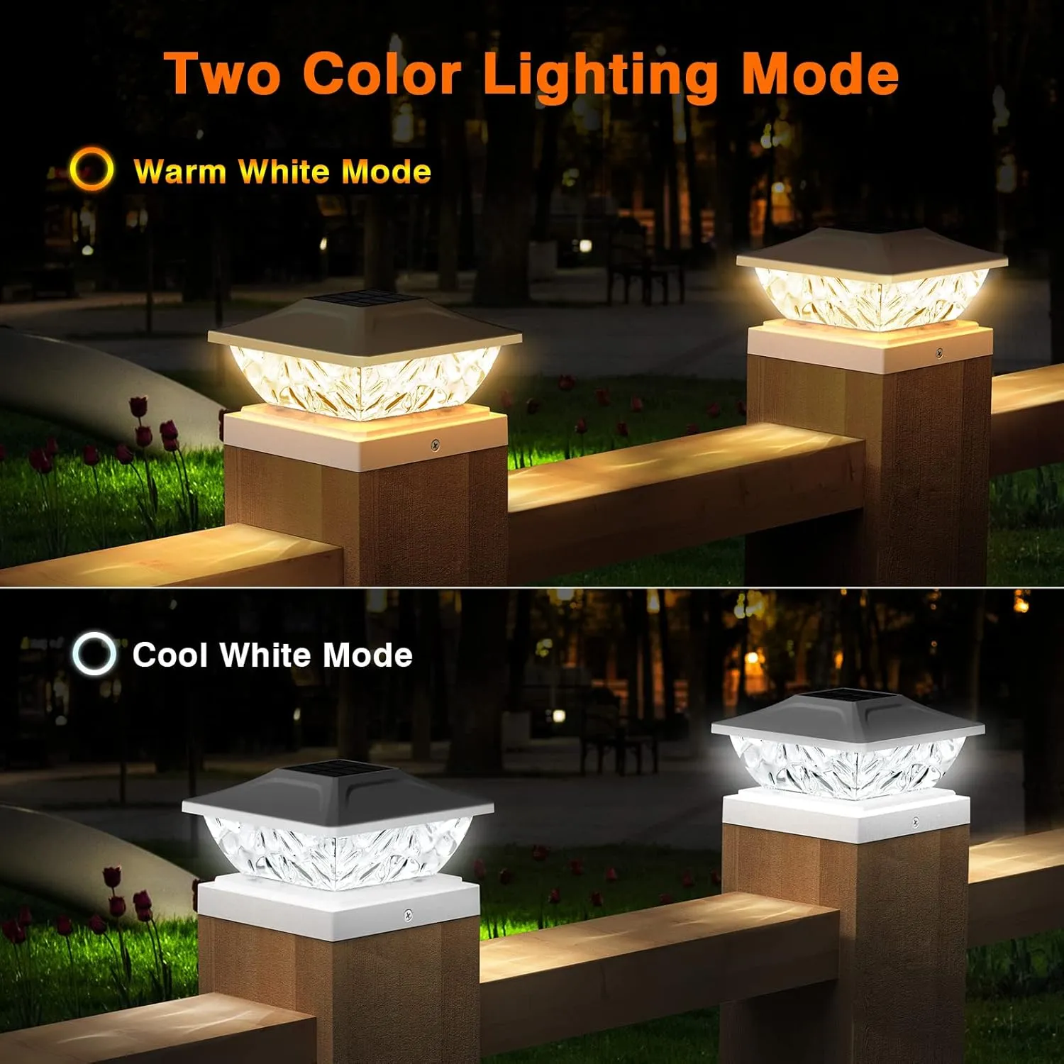 Solar Post Cap Lights Outdoor 6 Pack, 2 Mode Bright Fence Post Solar Lights Outdoor Waterproof, Deck Fence Post Cap Light Solar Powered for 4x4 4.5x4.5 5x5 Posts in Garden Decor