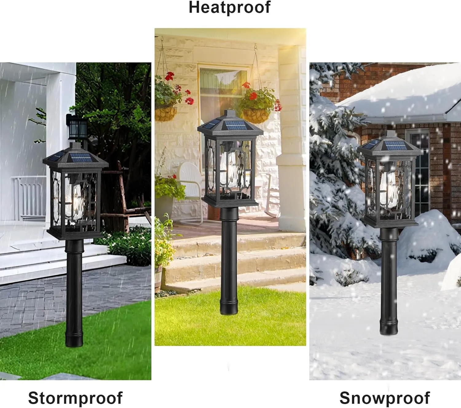 Solar Post Lights, Outdoor Waterproof Solar Pathway Lights Outside Auto On/Off Garden Lighting Fixtures Stake Dusk to Dawn for Lawn Path Walkway Driveway, Ground Plug, Remote Control
