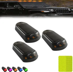 Solar Powered Cab Lights For Truck,Wireless Solar Cab Lights For Truck,Solar-Powered Truck Cab Led Lights,No Drill Car Cab Lights (Black, Yellow light)