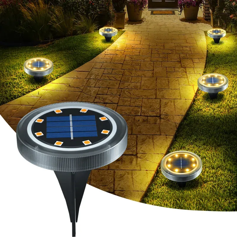 Solar Powered Ground Lights: IP65 Waterproof LED Disk Lights for Non-Slip Landscape Path Lighting on Patio Lawn