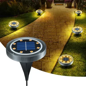 Solar Powered Ground Lights: IP65 Waterproof LED Disk Lights for Non-Slip Landscape Path Lighting on Patio Lawn