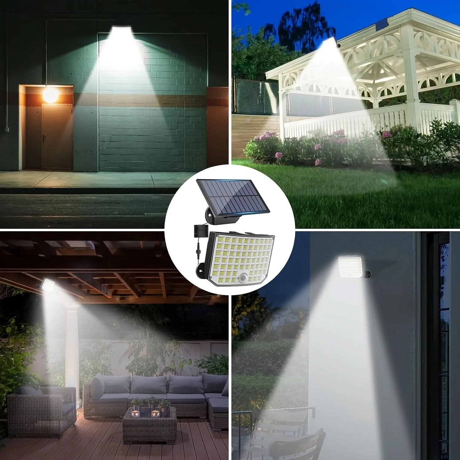Solar-Powered Hexagonal LED Outdoor Light with Sensor