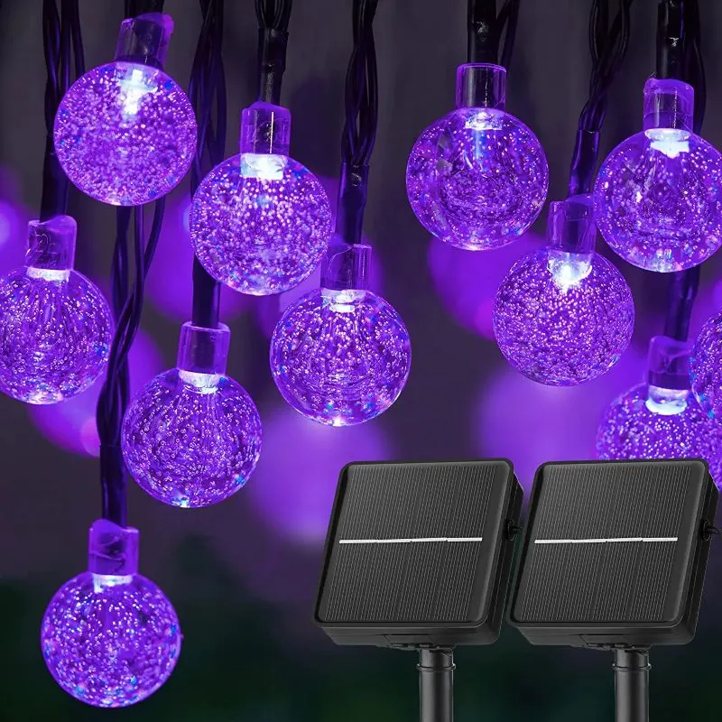 Solar Powered Waterproof Crystal Globe Lights – 35.6 ft Outdoor LED String Lights with 8 Modes (Perfect for Garden, Patio, Events)