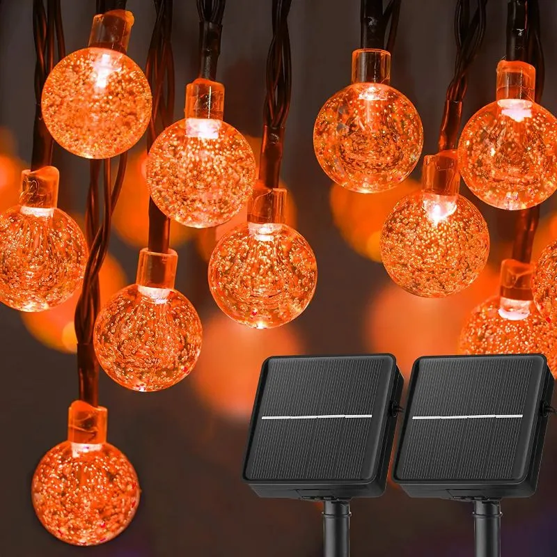Solar Powered Waterproof Crystal Globe Lights – 35.6 ft Outdoor LED String Lights with 8 Modes (Perfect for Garden, Patio, Events)