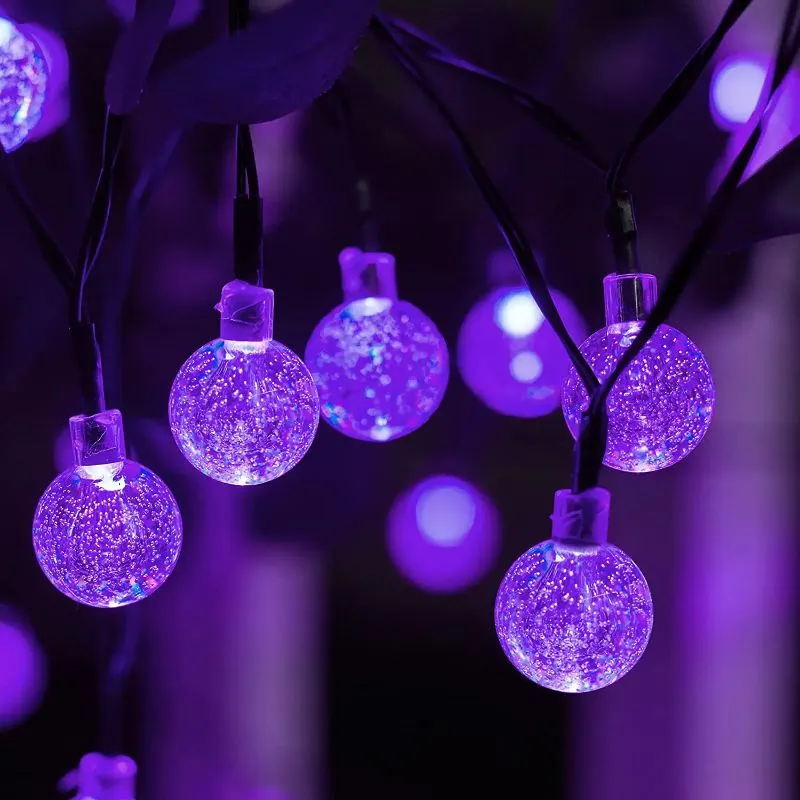 Solar Powered Waterproof Crystal Globe Lights – 35.6 ft Outdoor LED String Lights with 8 Modes (Perfect for Garden, Patio, Events)
