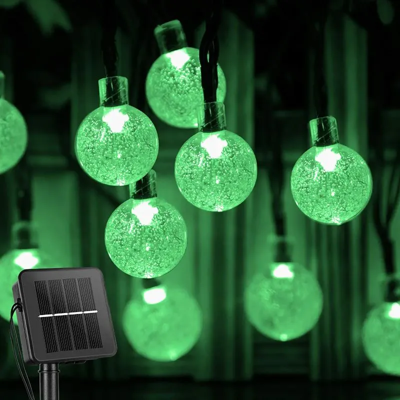 Solar Powered Waterproof Crystal Globe Lights – 35.6 ft Outdoor LED String Lights with 8 Modes (Perfect for Garden, Patio, Events)