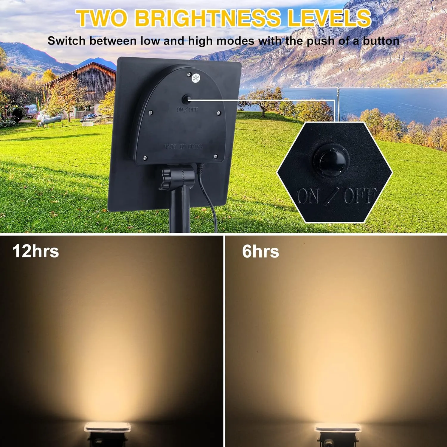 Solar Spot Lights Outdoor, 20 LED IP65 Waterproof Landscape Lighting, Dusk-to-Dawn 3000K Warm White Solar Outdoor Lights for Yard Garden Driveway Porch Walkway, 2-in-1