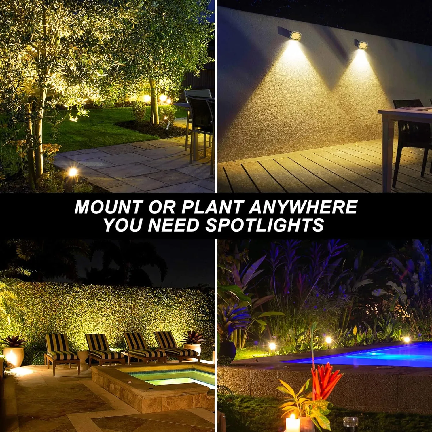 Solar Spot Lights Outdoor, 20 LED IP65 Waterproof Landscape Lighting, Dusk-to-Dawn 3000K Warm White Solar Outdoor Lights for Yard Garden Driveway Porch Walkway, 2-in-1