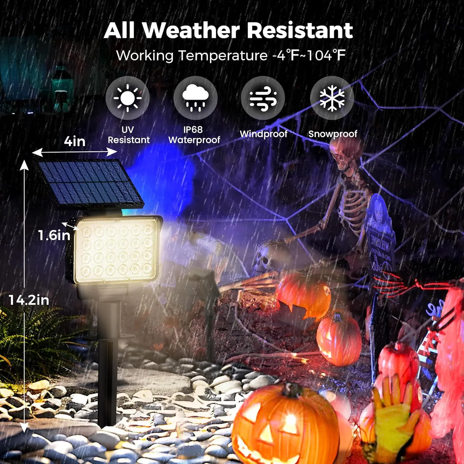Solar Spot Lights Outdoor Waterproof for Flag, Tree, House, Garden, Yard, Landscape Spotlights for Accent Uplighting Decorations-2 Pack, Natural Light