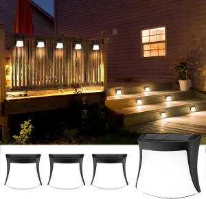 Solar Step Lights Outdoor 4 Pack, LED Solar Fence Lights Outdoor Waterproof IP55 Lights for Garden, Yard, Patio, Stairs, Step Decoration, (Cold White)