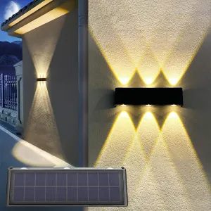 Solar Wall Lights Outdoor Aluminum Sconce Spot Lens 3000K LED Up and Down Waterproof Solar Lights for Outside, Porch, Garage Door
