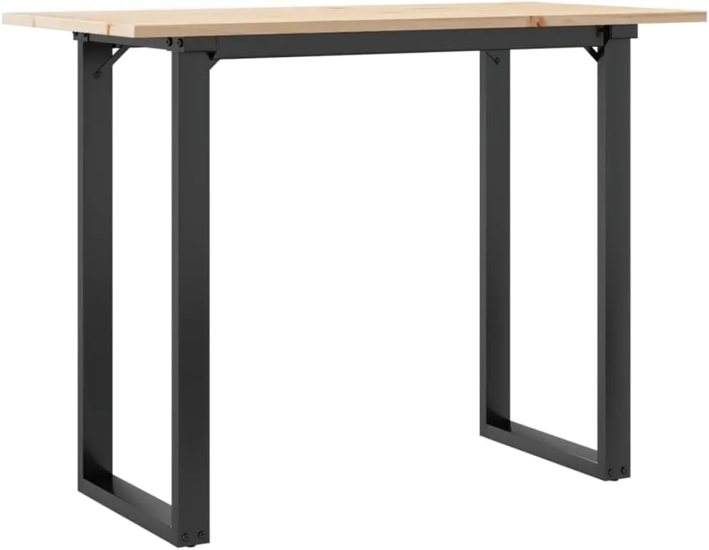Solid Wood Pine and Steel Dining Table 39.4"x19.7"x29.5" Counter Height O-Frame Kitchen Table with Rustic Design for Small Spaces Apartment Breakroom