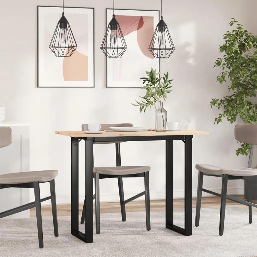 Solid Wood Pine and Steel Dining Table 39.4"x19.7"x29.5" Counter Height O-Frame Kitchen Table with Rustic Design for Small Spaces Apartment Breakroom