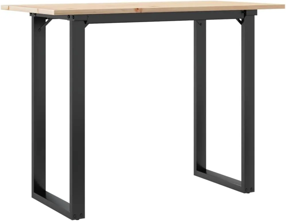 Solid Wood Pine and Steel Dining Table 39.4"x19.7"x29.5" Counter Height O-Frame Kitchen Table with Rustic Design for Small Spaces Apartment Breakroom