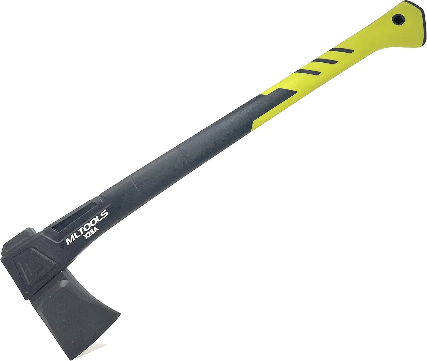 Splitting Axe X28A - Camping Axe with Fiberglass Ergonomic Handle, High Carbon Steel Head - Torque & Weatherproof Survival Axes and Hatchets - Non-Slip Grip - Protection Guard & Lock - 28”