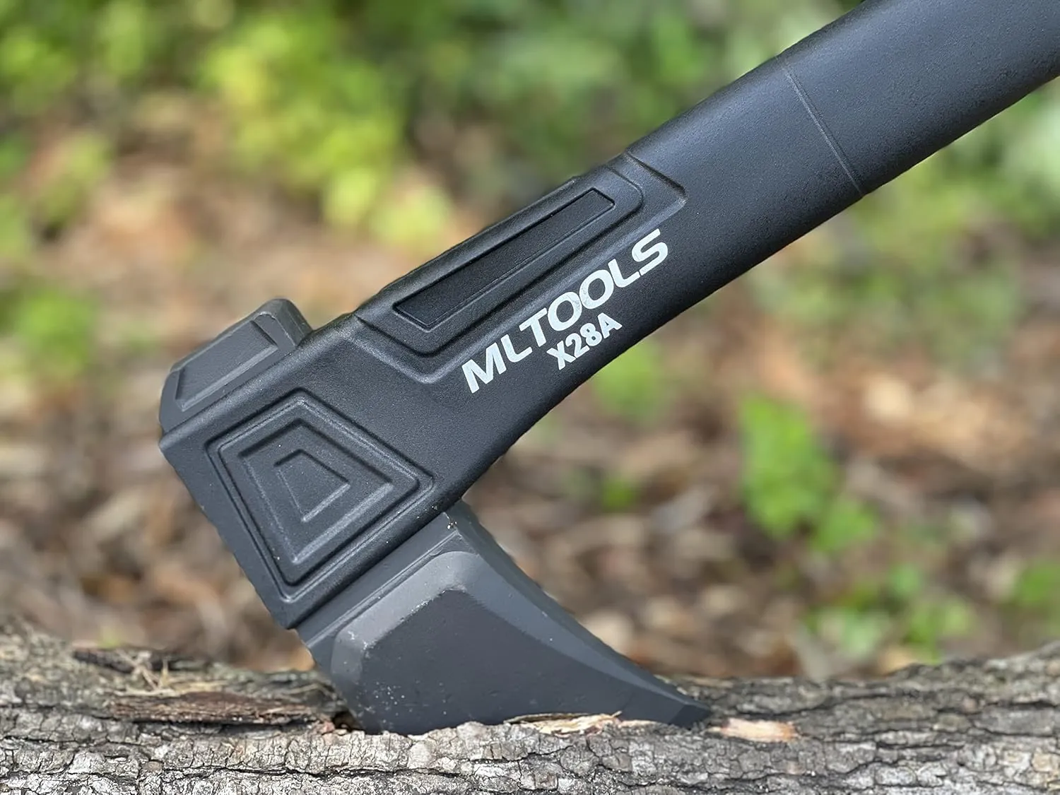 Splitting Axe X28A - Camping Axe with Fiberglass Ergonomic Handle, High Carbon Steel Head - Torque & Weatherproof Survival Axes and Hatchets - Non-Slip Grip - Protection Guard & Lock - 28”