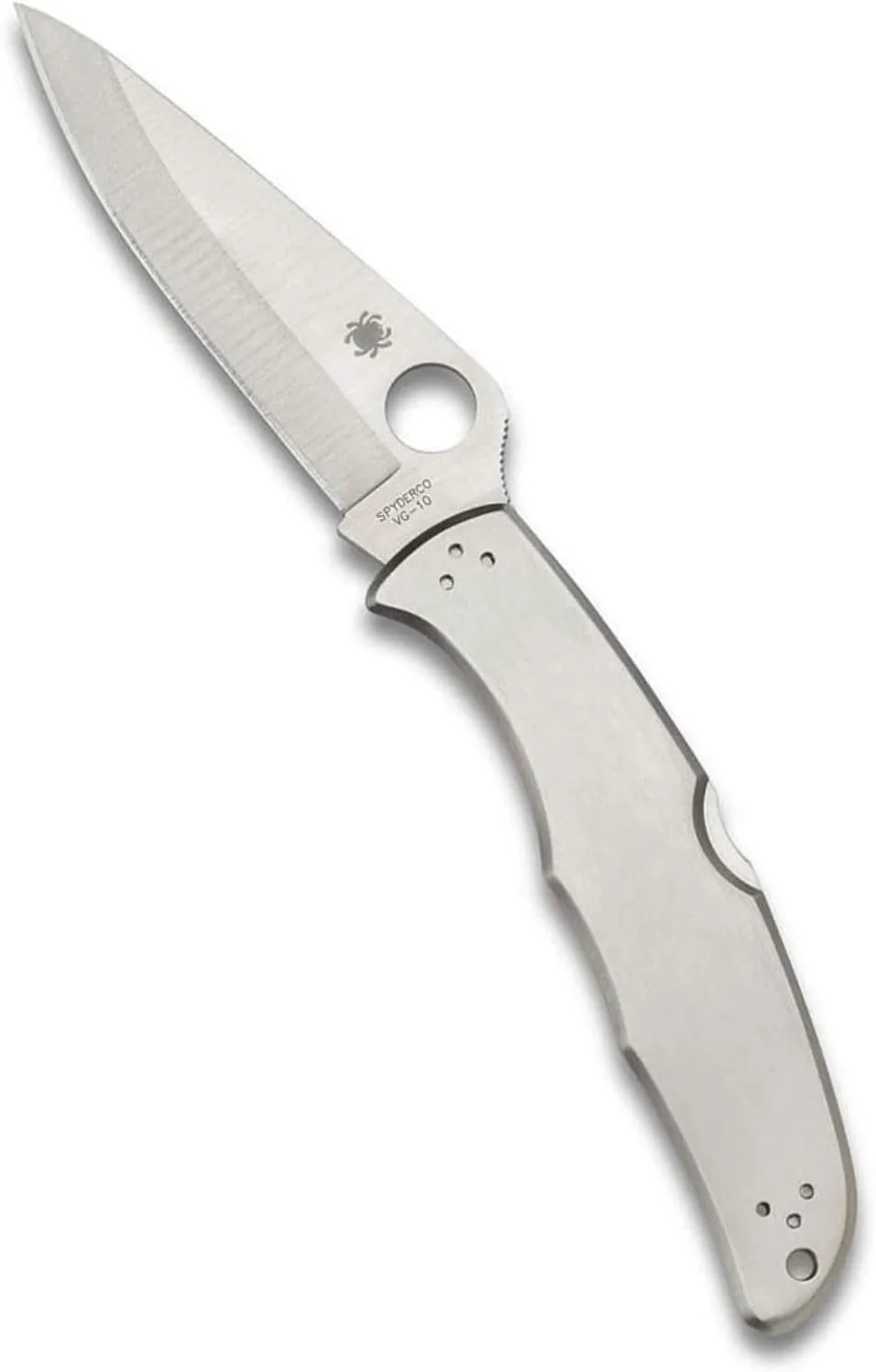 Spyderco Endura 4 Stainless Steel Folding Utility Knife with 3.82 Inch VG-10 Blade Length and Stainless Steel Handle - PlainEdge - C10P