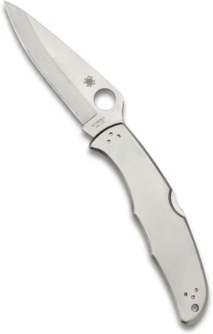 Spyderco Endura 4 Stainless Steel Folding Utility Knife with 3.82 Inch VG-10 Blade Length and Stainless Steel Handle - PlainEdge - C10P