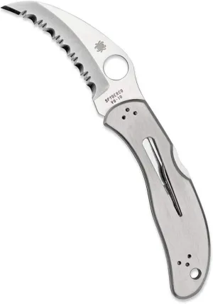 Spyderco Harpy Folding Utility Knife with 2.75" Hawkbill VG-10 Steel Blade and Durable Stainless Steel Handle - SpyderEdge - C08S