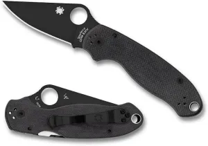 Spyderco Para 3 Signature Folding Utility Pocket Knife with 2.95" Black CPM S45VN Steel Blade and G-10 Handle - Everyday Carry - PlainEdge - C223GPBK