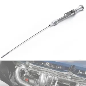 Stainless Steel Flexible Engine Oil Dipstick for Pre-79 Early (1955-1979) SBC Chevy 265 283 327 350 Mounts on Driver Side (Silver)