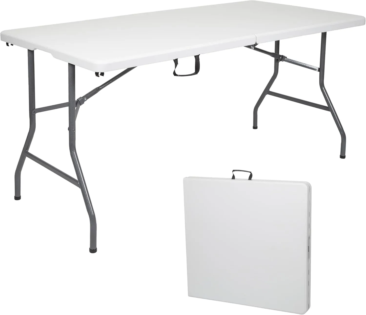 Stansport Folding Camp Table, White, 59.8" L x 29.1" W x 29.1" H