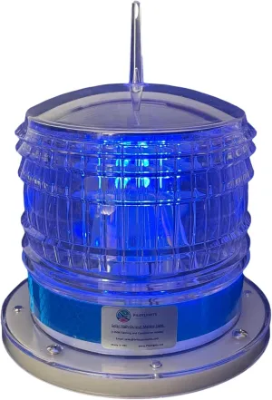 Steady-ON or Flashing 2NM IP67 Solar LED Marina Dock Barge Boat Safety Beacon Light - Blue LED