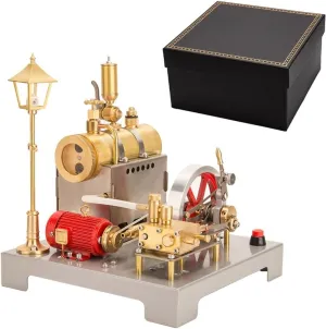 Steam Engine Model That Works with Generator and Street Lamp Kit, SE-02 Full Metal Reversible Horizontal Stationary Steam Engine Model Kit with Centrifugal Regulator (100PCS)