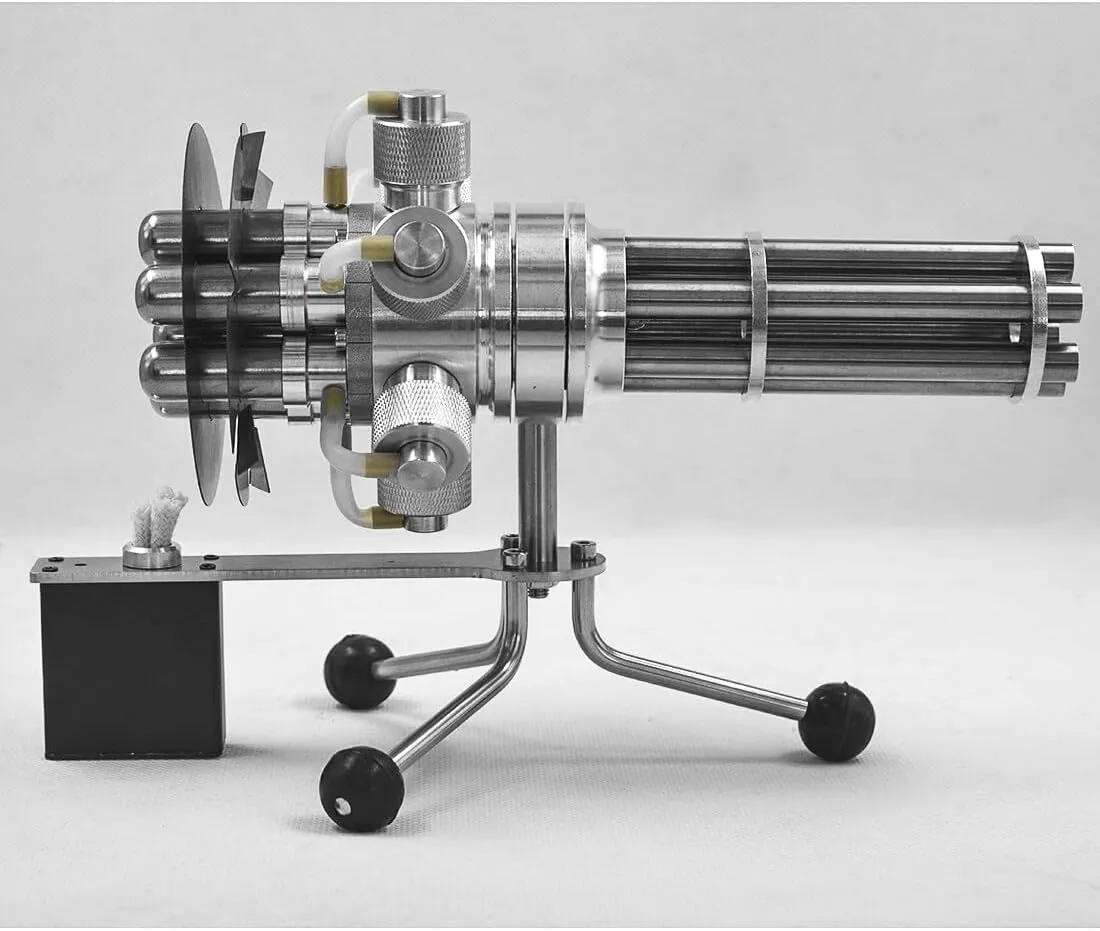 Stirling Engine Model Kits, Pre-Assembled Alcohol-Powered 6-Cylinder Stirling Engine with Rotational Motion for Physical Science Experiment Display