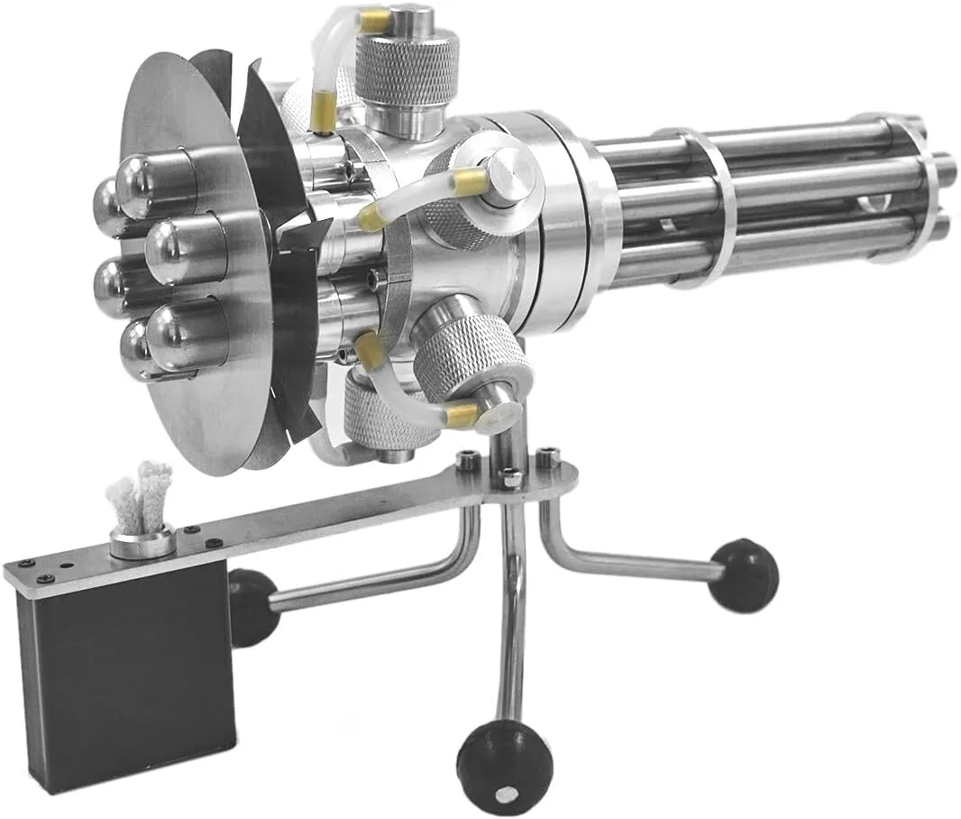 Stirling Engine Model Kits, Pre-Assembled Alcohol-Powered 6-Cylinder Stirling Engine with Rotational Motion for Physical Science Experiment Display
