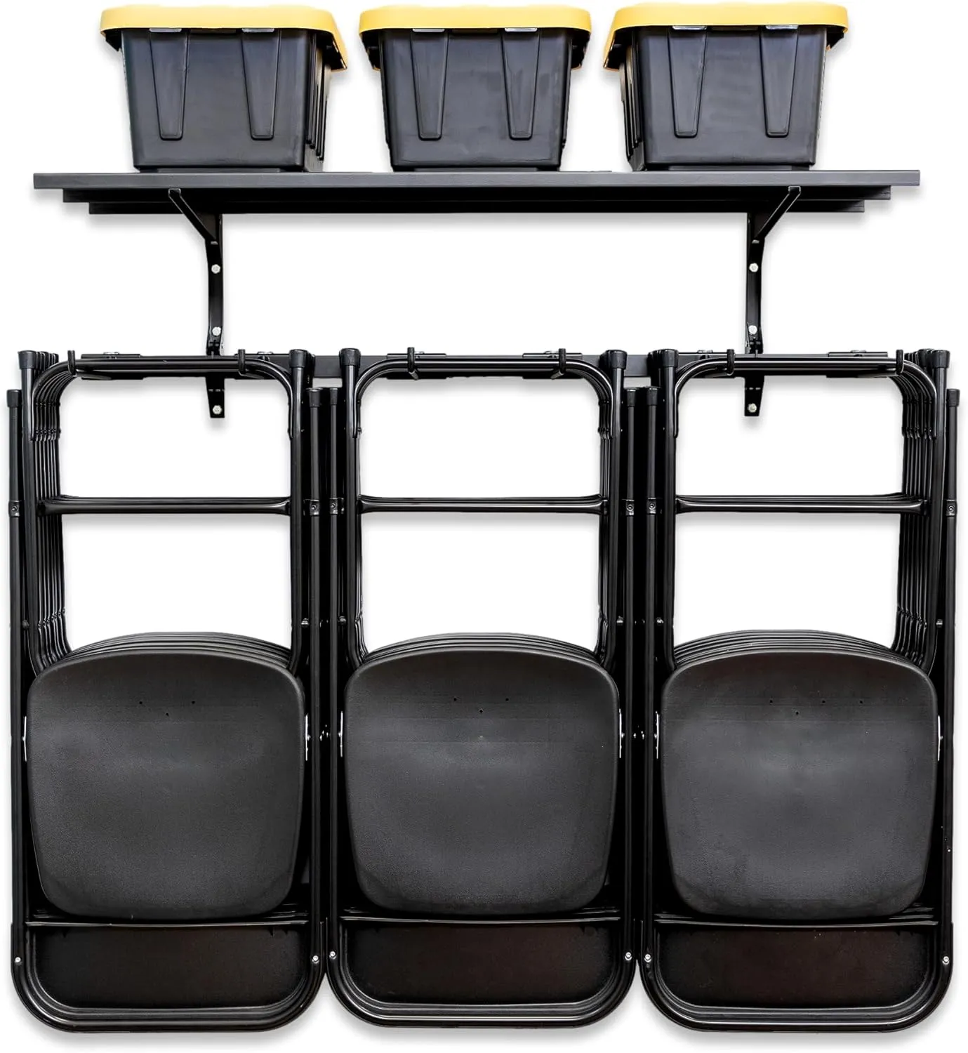 StoreYourBoard Chair Storage Rack with Storage Shelf – Folding Chair Rack for Home & Garage Organization, Chair Hangers for Folding, Beach, Patio & Camping Chairs, Heavy Duty Steel, Holds 300 lbs