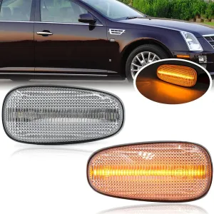 STS Clear Lens Side Marker Lamps Replacement for Cadillac STS 2005-2011 Driver Side/Passenger Side Fender Amber LED Turn Signal Lights Kits