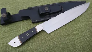 STYLISH HUNTING CUSTOME HAND MADE HIGH CARBON D2 STEEL HUNTING KNIFE WITH MICARATA HANDLE AND BEAUTIFUL LEATHER SHEATH R-A K 05