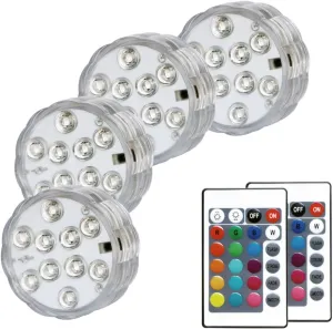 Submersible LED Lights with Remote, 13 Colors 4 Modes Battery Operated Underwater LED Light Pucks for Pool Hot Tub Bathtub (4 Packs)