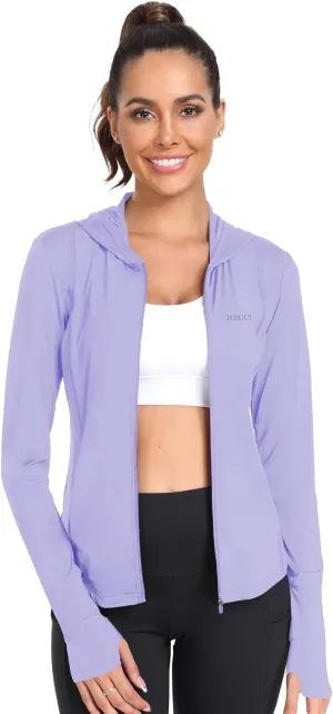 Sun Jacket For Women Long Sleeve UV Protection Lightweight Yoga Hiking Full Zip UPF 50  Athletic Top QYY2302