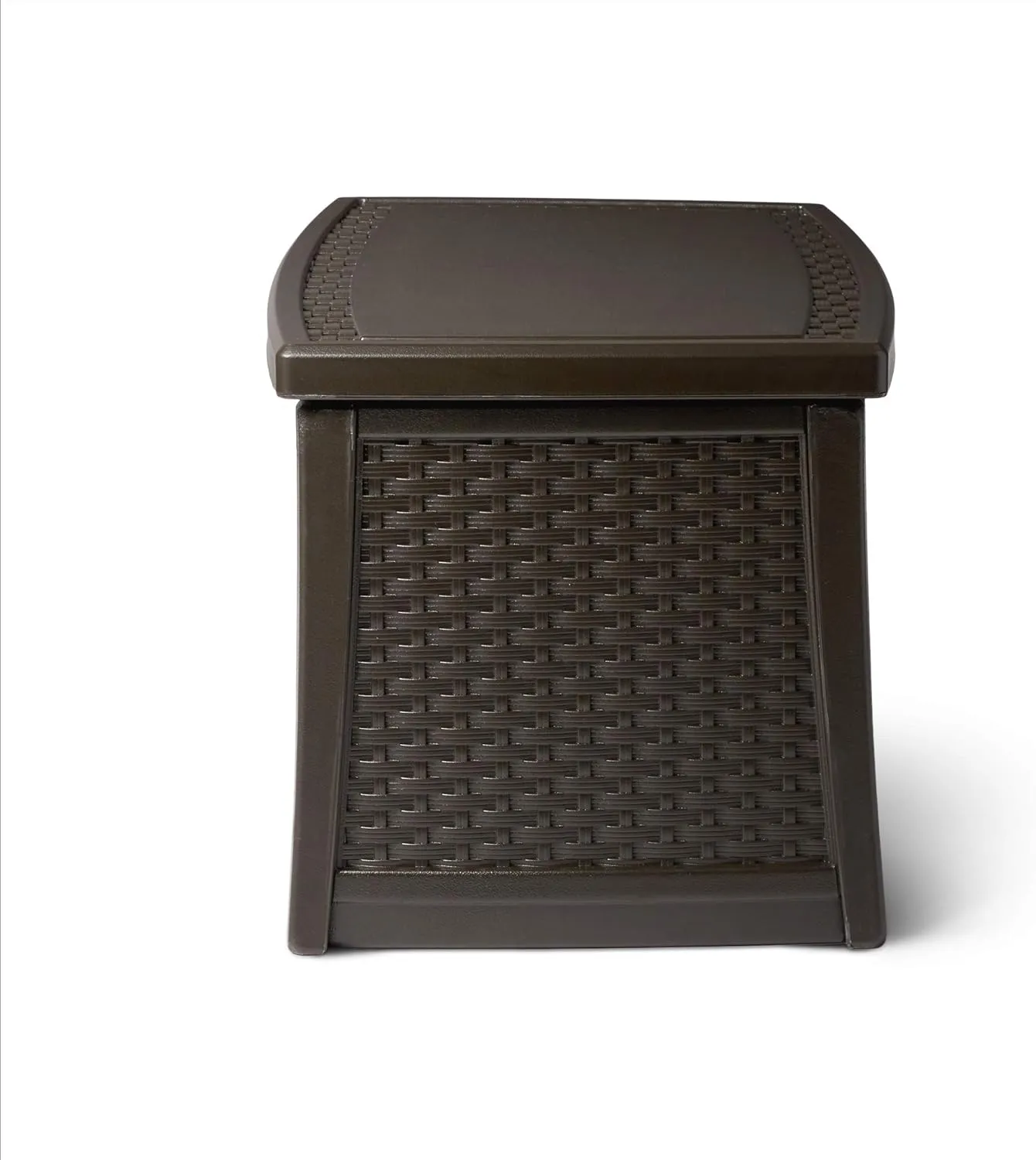 Suncast 30 Gallon Resin Outdoor Patio End Table Storage Box, Java, Made in the USA