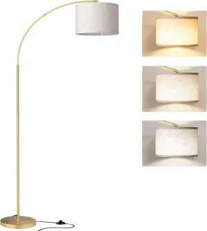 SUNMORY Arc Floor Lamp with 3 Color Temperature, Modern Floor Lamp with 9w A19 LED Bulb, 75″ Height Tall Lamp for Living Room with Hanging Drum Shade & Weighted Base. Arched Standing Lamp for Bedroom