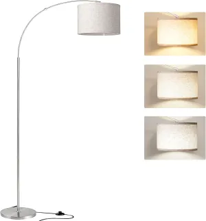 SUNMORY Arc Floor Lamp with 3 Color Temperature, Modern Floor Lamp with 9w A19 LED Bulb, 75″ Height Tall Lamp for Living Room with Hanging Drum Shade & Weighted Base. Arched Standing Lamp for Bedroom