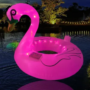 Swan Pool Floats & Swimming Rings- Solar Powered Inflatable Floating Light UP Pool & Led Pool Lights That Float for Party Decorations, 16 Auto-Cycling Colors(37-Inch Oversized)