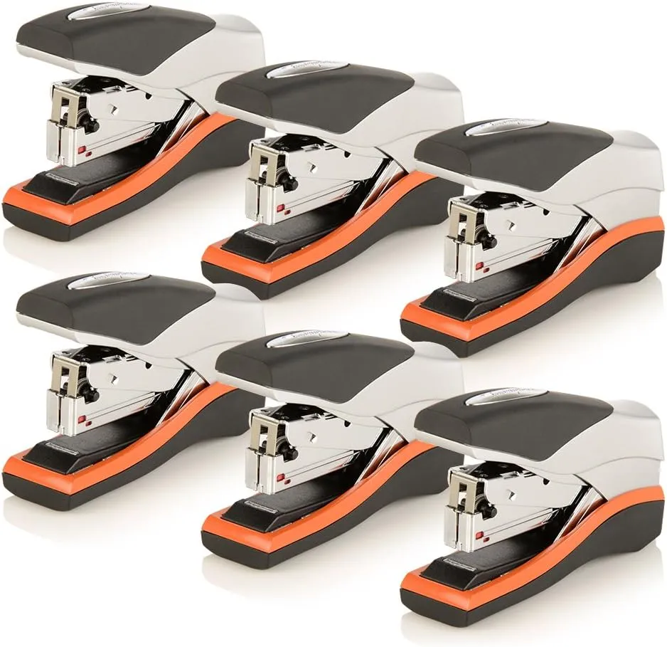 Swingline Stapler, Half Strip Desktop Stapler, 40 Sheet Capacity, Low Force, Compact Size, Office, Desk, Optima 40, Orange/Silver/Black, 6 Pack (87842)