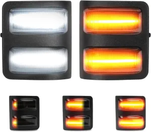 Switchback Side Mirror Marker Lights Compatible With Ford 2008-2016 F250 F350 F450 F550 Super Duty Turn Signal Running Light, White LED Parking Lamp, Amber LED Turn Signal Lights (Smoked Lens)
