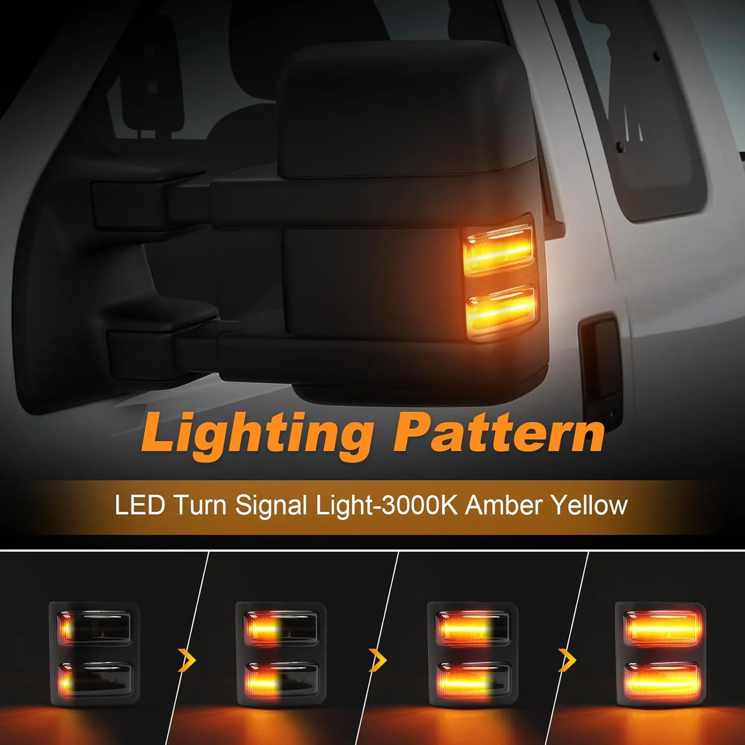 Switchback Side Mirror Marker Lights Compatible With Ford 2008-2016 F250 F350 F450 F550 Super Duty Turn Signal Running Light, White LED Parking Lamp, Amber LED Turn Signal Lights (Smoked Lens)