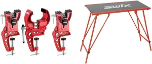 Swix T149-50 Ski Vise with 50mm Wide Jaws | Durable Adjustable Clamps for Waxing and Tuning Alpine & T754 Economy Waxing Table 96cm x 45cm | Durable Compact Wax Table for Skis & Snowboard