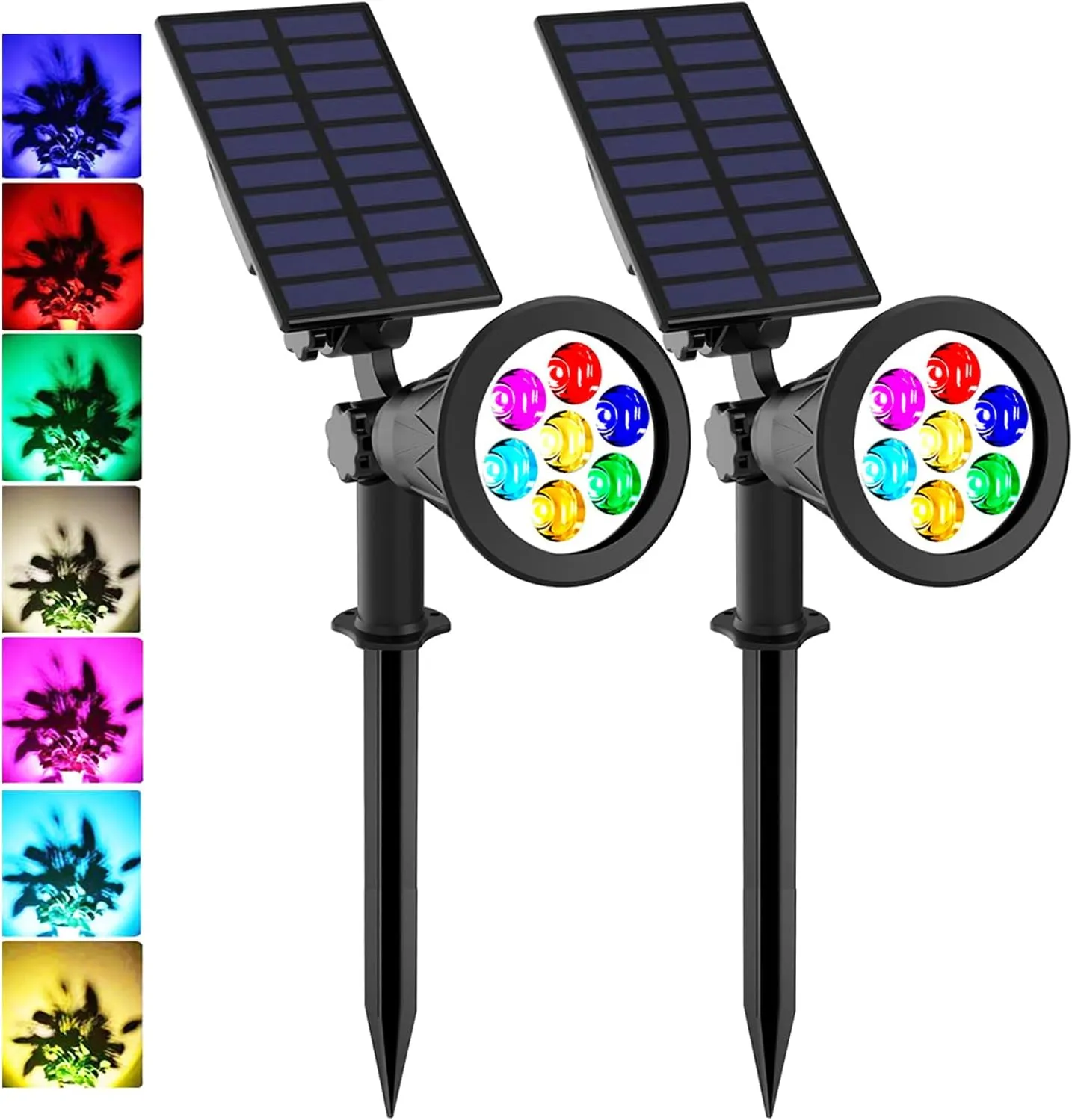 T-SUNUS Halloween Solar Landscape Spotlights Color Changing, Christmas Solar Spot Lights Outdoor Waterproof IP55 Adjustable for Yard Lighting Wall Lights Auto On/Off for Pathway Garden 2 Pack