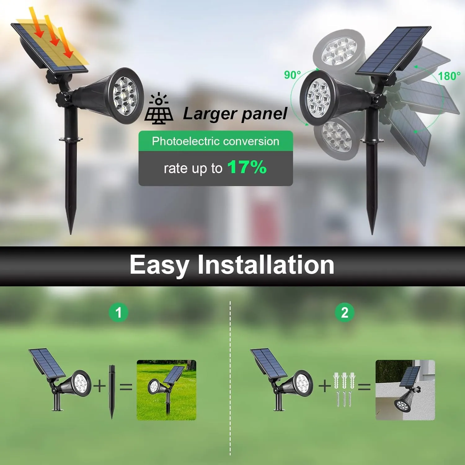 T-SUNUS Halloween Solar Landscape Spotlights Color Changing, Christmas Solar Spot Lights Outdoor Waterproof IP55 Adjustable for Yard Lighting Wall Lights Auto On/Off for Pathway Garden 2 Pack