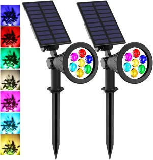 T-SUNUS Halloween Solar Landscape Spotlights Color Changing, Christmas Solar Spot Lights Outdoor Waterproof IP55 Adjustable for Yard Lighting Wall Lights Auto On/Off for Pathway Garden 2 Pack