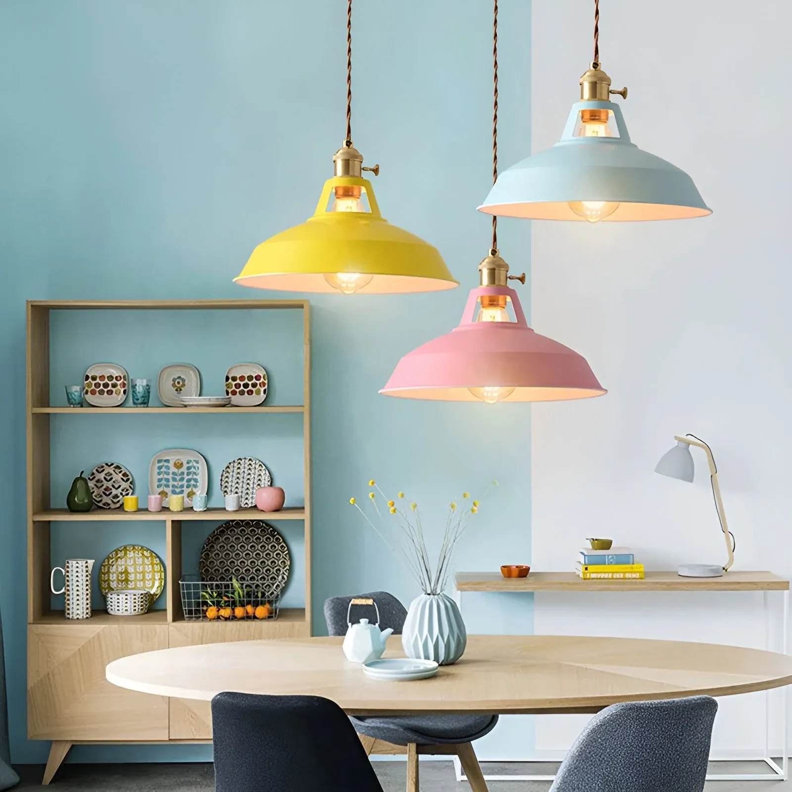 Taavita Ceiling Lights - Colorful Industrial LED Macaron Pendant Lamp