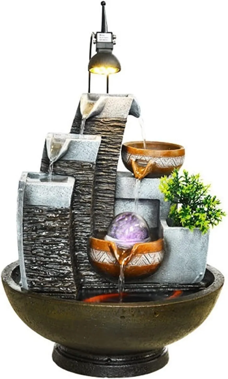 Tabletop Fountains Modern Alpine Water Fountain Turning Ball Living Room Decoration Indoor Humidifier Fish Tank Desktop Decoration Home Decoration Indoor Water Fountains