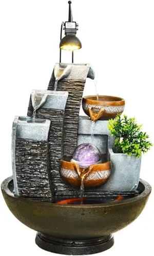 Tabletop Fountains Modern Alpine Water Fountain Turning Ball Living Room Decoration Indoor Humidifier Fish Tank Desktop Decoration Home Decoration Indoor Water Fountains