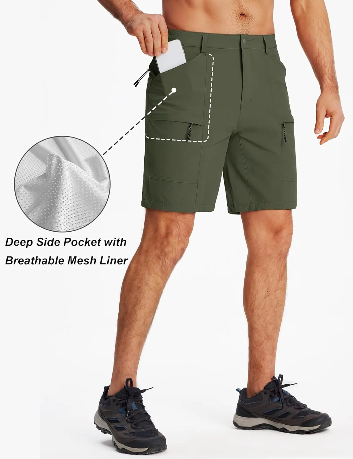 TACVASEN Men's Hiking Cargo Shorts 10" Quick Dry Lightweight Casual Golf Work Shorts with Zipper Pocket Summer Outdoor